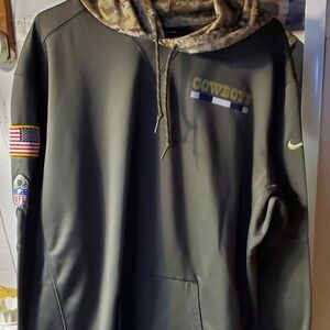 Nike Dallas Cowboys Olive Green Hoodie with Camo Hood Lining